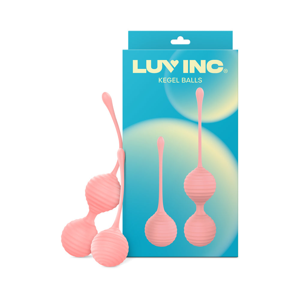 Luv Inc Kg88 Kegel Balls Ribbed Silicone 2-Piece Set Light Pink