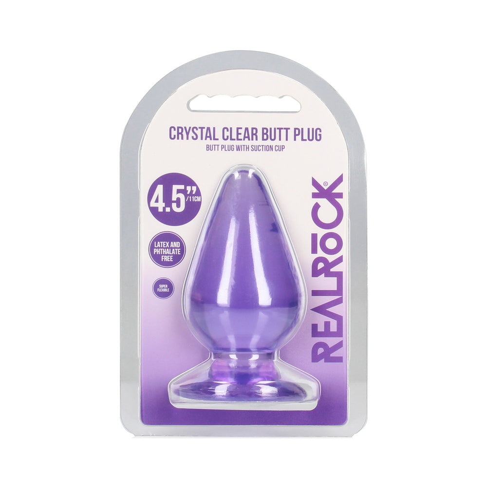 RealRock Crystal Clear 4.5 in. Anal Plug Purple