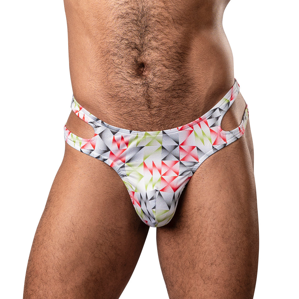 Male Power Cut It Out! Cutout Thong Red/Black L/XL