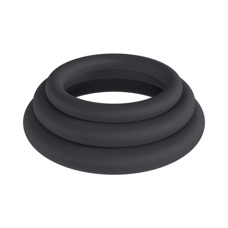 LEVELZ Classic Silicone Cock Ring Set of 3 (XS/S/M) Black