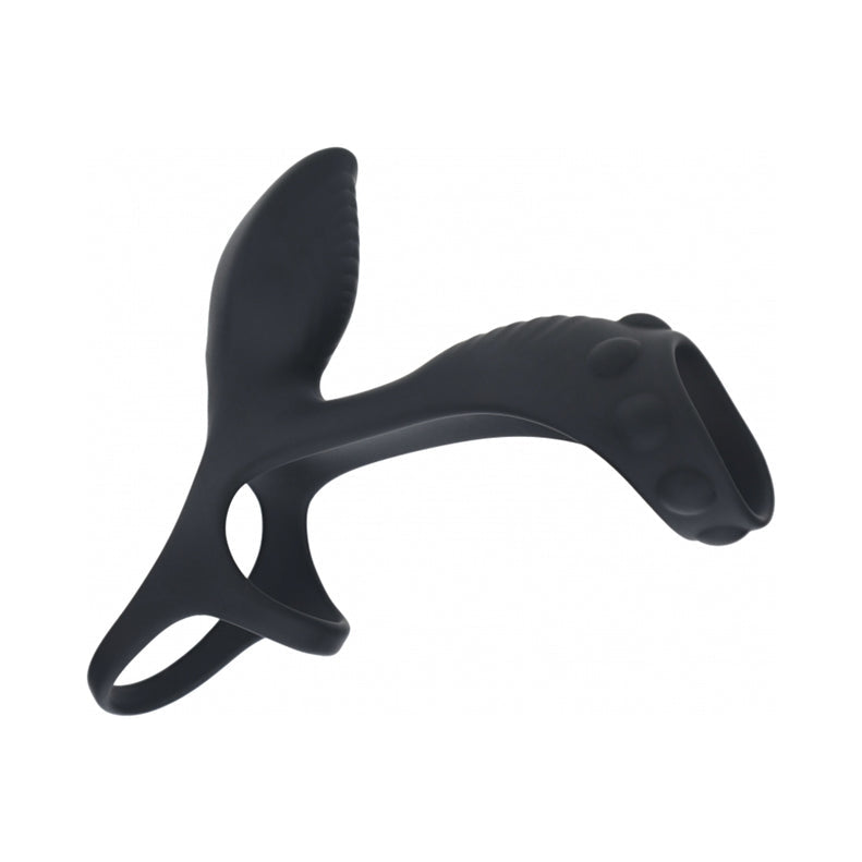 LEVELZ Vibrating Silicone Cock & Ball Ring with Shaft Loop Black
