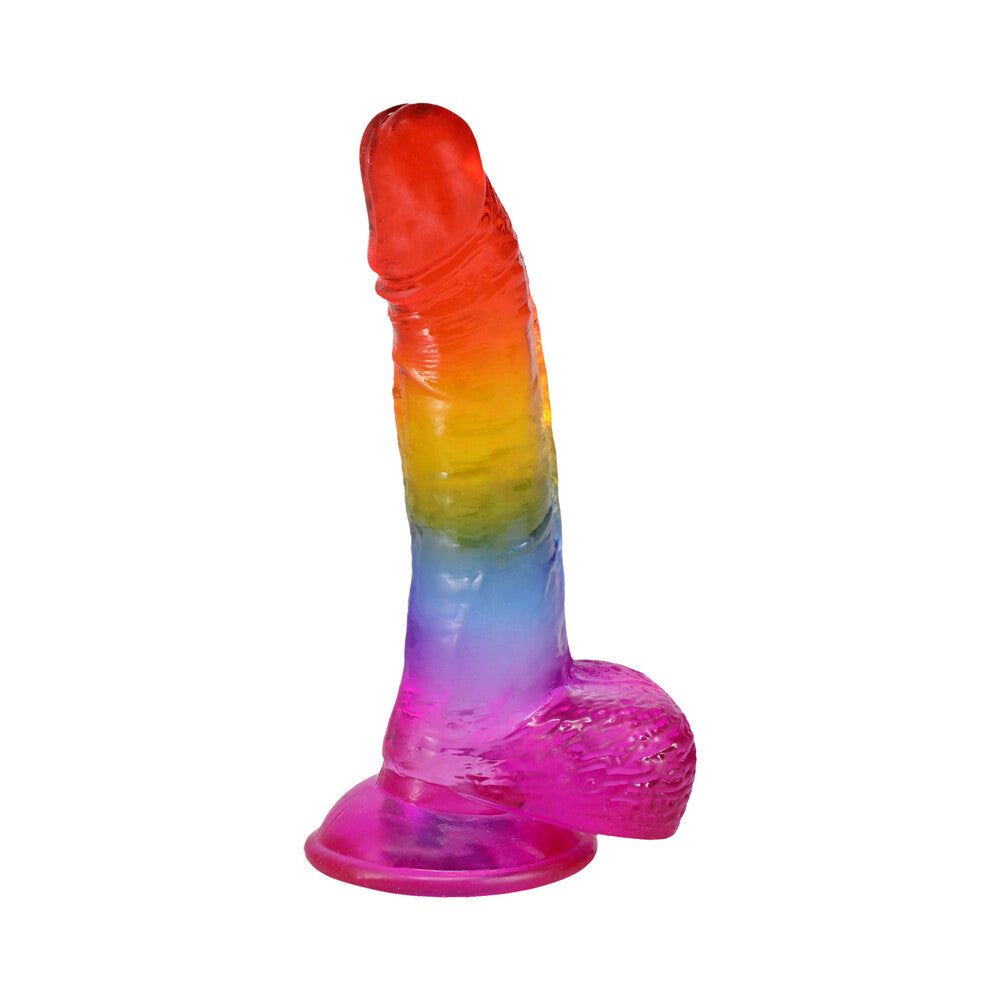 Crystal Jellies 8.5 in. Realistic Cock with Balls Rainbow