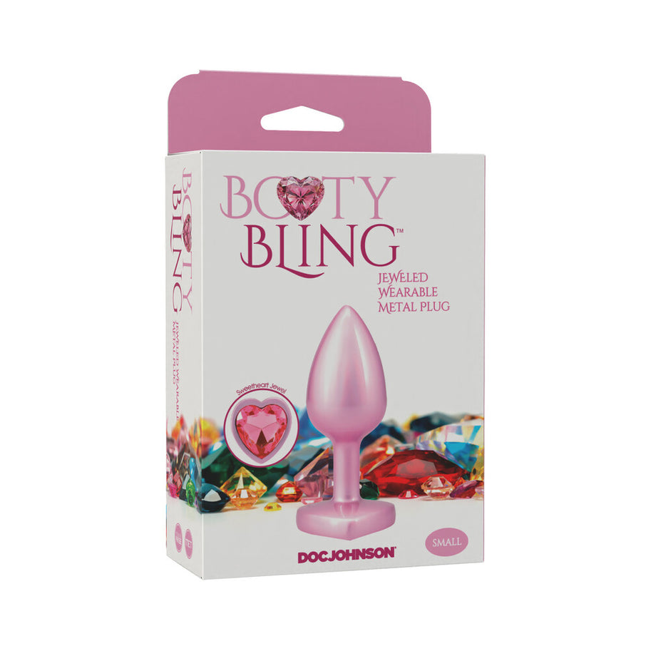 Booty Bling Heart Diamond Jeweled Metal Plug Pink Small