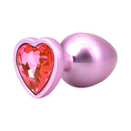 Booty Bling Heart Diamond Jeweled Metal Plug Pink Medium