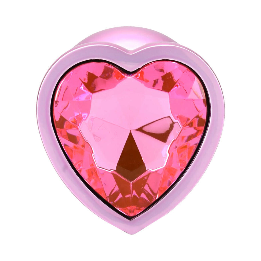 Booty Bling Heart Diamond Jeweled Metal Plug Pink Medium