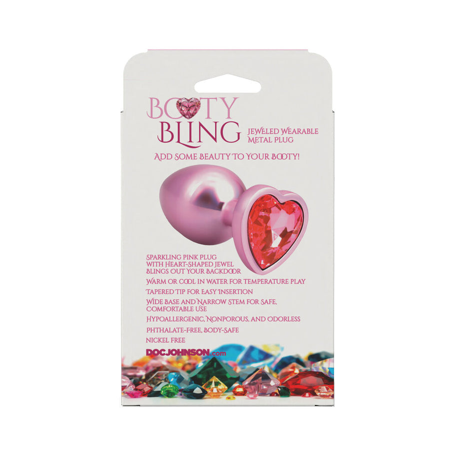 Booty Bling Heart Diamond Jeweled Metal Plug Pink Medium