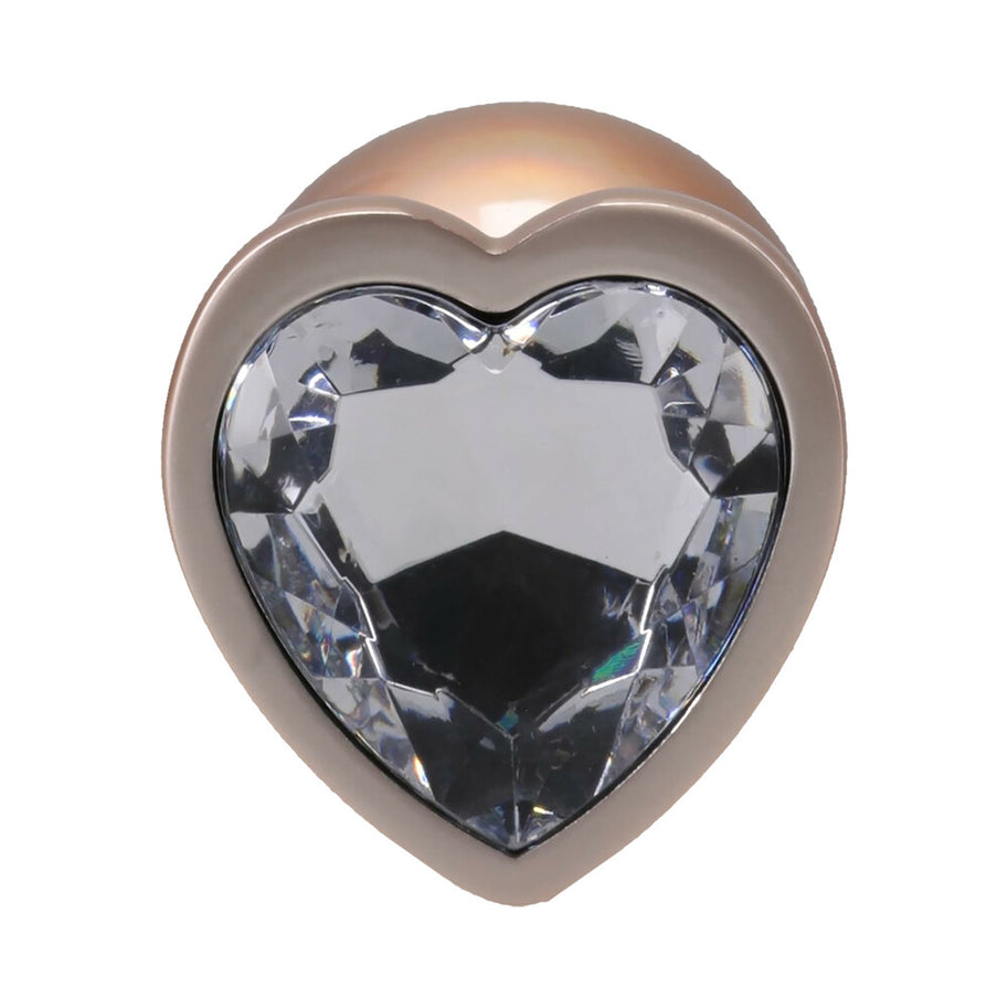 Booty Bling Heart Diamond Jeweled Metal Plug Gold Small