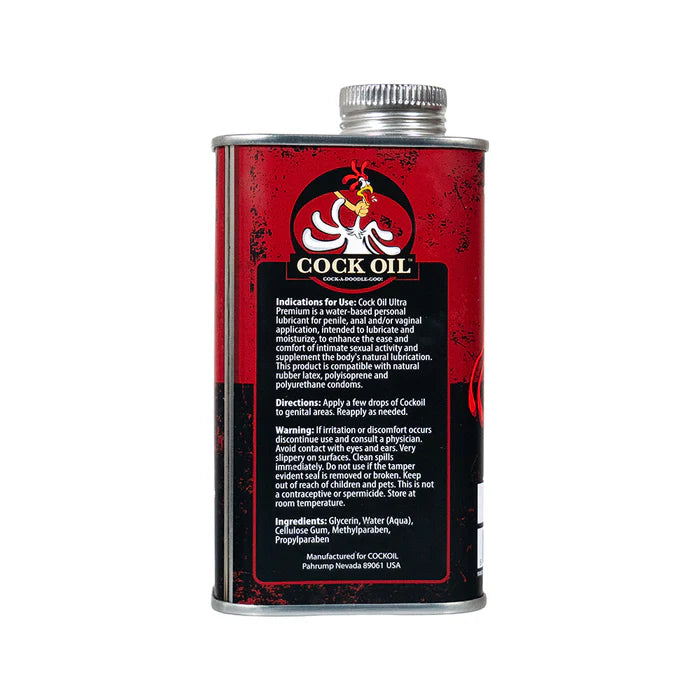 Cock Oil Water-Based Lubricant Metal Can with Inner Plastic Liner 9 oz.