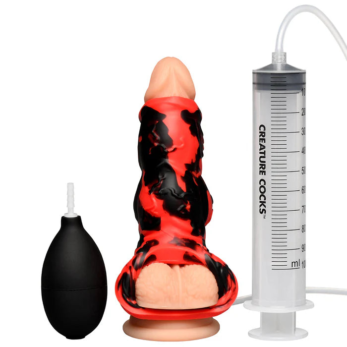 Creature Cocks Hell Hound Squirting Silicone Penis Enhancer Red