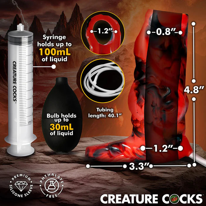 Creature Cocks Hell Hound Squirting Silicone Penis Enhancer Red