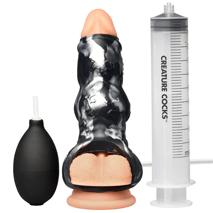 Creature Cocks Night Prowler Squirting Silicone Penis Enhancer Silver