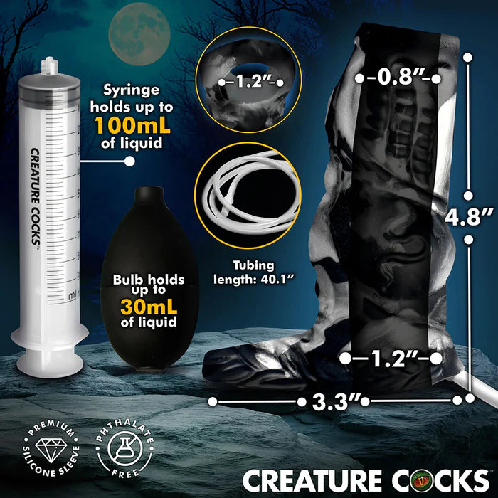 Creature Cocks Night Prowler Squirting Silicone Penis Enhancer Silver